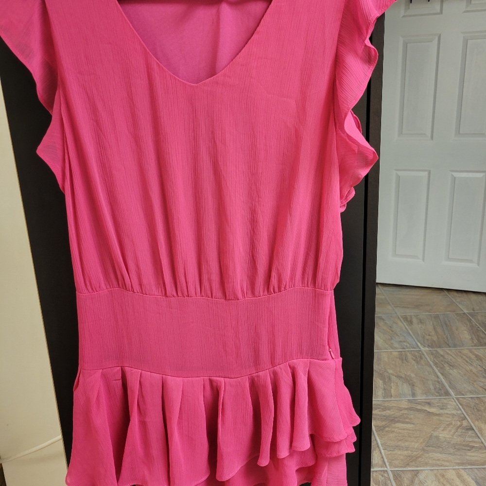 Mango Collection Ruffled Pink Top Size 4